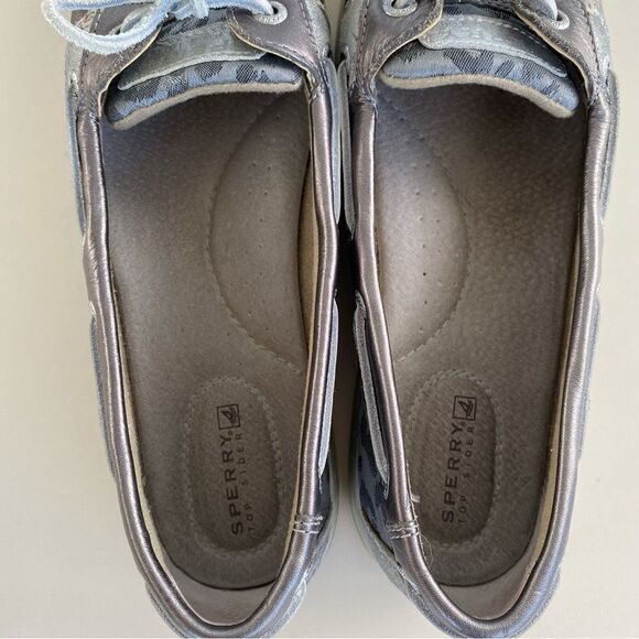 Sperry Top-Sider Animal Print Leather Boat Shoe STS93635 Silver Women’s 7M - Picture 8 of 10